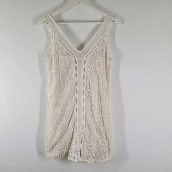 Abercrombie & Fitch Mini Lace Dress Womens Small White Ivory Sleeveless BOHO - Picture 4 of 9